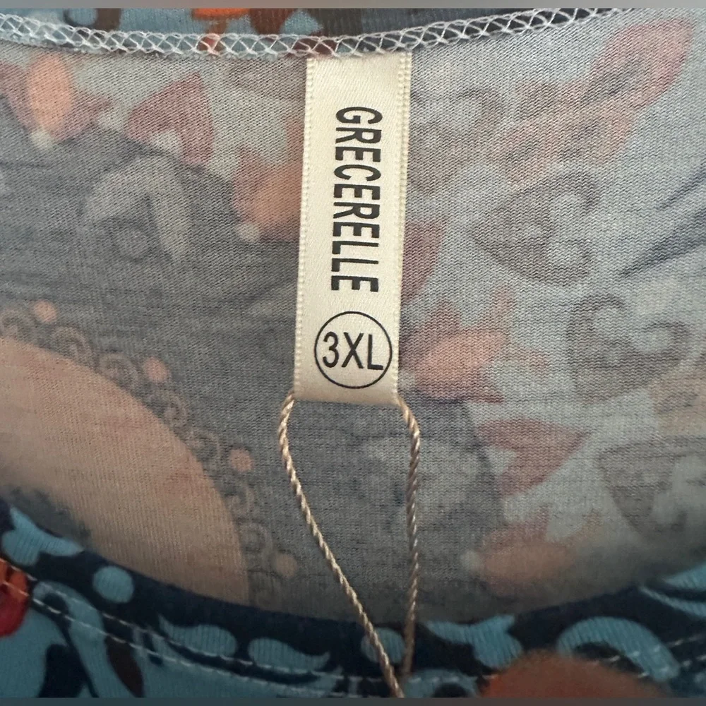 Grecerelle Summer Maxi Round Neck Short Sleeves Pockets Dress Sz 3XL - Picture 11 of 13